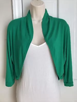 Floria Shrug Size M Cotton Blend Bolero Style Green 1/2 Sleeves  • $14.50
