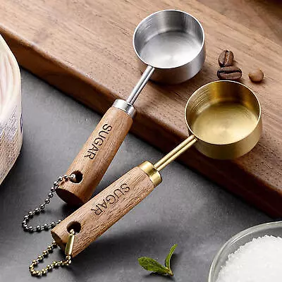 Measuring Cups Spoons Set With Wooden Handle Gold Measuring Cups And Measuring • $8.45