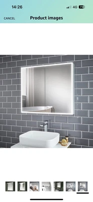 £198 • Buy (pebble Grey Marcel) Bathroom Mirror Cabinet With Shaver Socket And Led Lighting