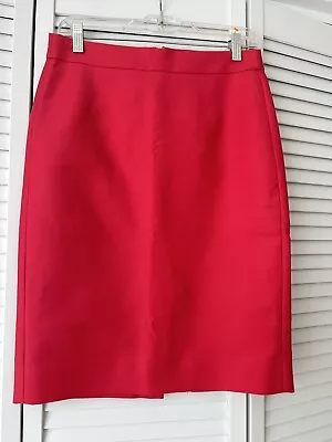 J.CREW Red Classic No. 2 Lined Pencil Skirt In Cotton Twill Size 2 • $17.99