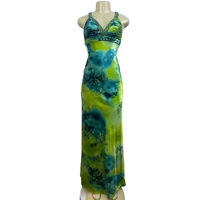 Vintage Faviana Couture Women’s Green Long Haltered Gown Dress Sz 2 • $72.99