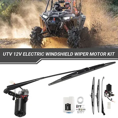 12V UTV ATV Electric Windshield Wiper Motor Kit With Washer Pump Bottle Assembly • $36