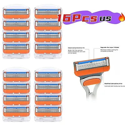 16PCS 5 Layer Men's Razor Blade Refills Replacement Comfortable Shave Trimmer US • $10.99