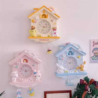 My Melody Cinnamoroll Pom Pom Purin Wall Clock Timepiece Pendulum Clock Pendant • $35.99