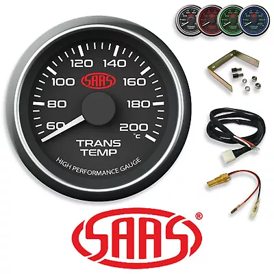 SAAS Transmission Trans Oil Temp Gauge 60⁰ - 200⁰C Black Face 52mm & Fitting • $89