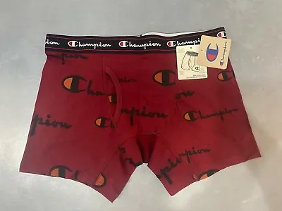 Champion Life Men's Boxer Brief Stretch Underwear Burgundy Script Logo NWT S M L • $9.71