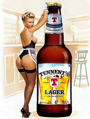 £4.99 • Buy Tennents Lager Beer Pin Up Advert Retro Vintage Metal Bar Pub Shed MAN CAVE SIGN