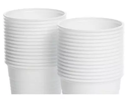 Plastic Disposable Cups Pack Of 100 7oz White Drinking Water Tumbler 180ml • £6.95