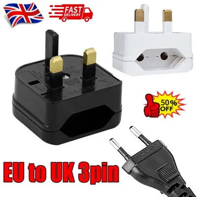 £3.27 • Buy EU European Euro Europe 2-Pin To 3-Pin -UK Travel Plug Socket Converter Adapter