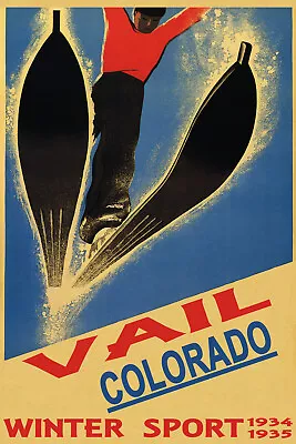 $44.75 • Buy Vail Colorado Skiing Enjoy The Ride Ski Jumping Vintage Poster Repro FREE S/H