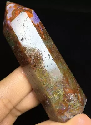 68g  Natural Rare Purple Ocean Grass Agate Geode Crystal Point Wand V1000 • $4.25