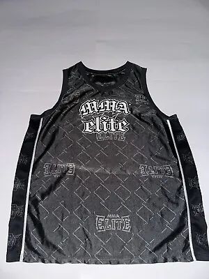 MMA Elite All Over Print Chains Logo Spellout Jersey Tank Top Shirt Size L • $24.99