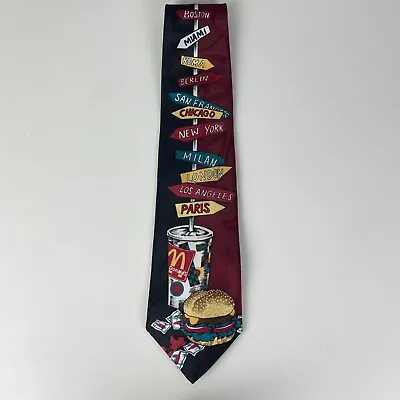 Vintage 1994 McDonalds Collection Graphic Tie Mens Black Red • $34.99