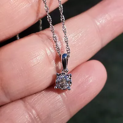 925 Zales Sterling Silver Round Diamond Solitaire Pendant Rope Necklace 18  • $159