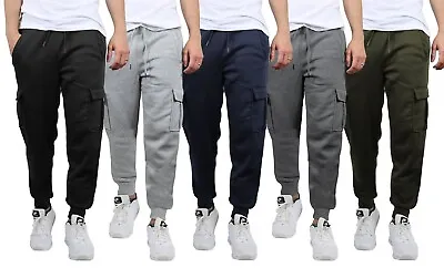 Mens Fleece Lined Active Jogger Cargo Sweatpants Pants Lounge Gym S M L XL 2XL • $16.97