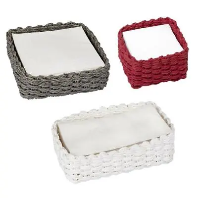 Woven Basket Napkin Holder Kitchen Dining Table Home Decor Serviette Dispenser • £12.99