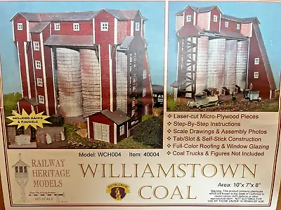 WILLIAMSTOWN COAL W/SILOS N DETAILS - HO Scale - LASER CUT WOOD KIT  - NEW • $169.89