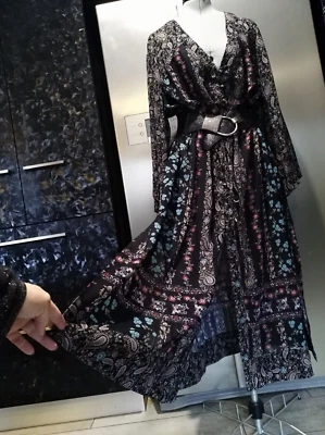 $54.99 • Buy CITY CHIC XL 22 Plus Dress Black Floral Boho Bohemian Peasant Vintage Long Maxi