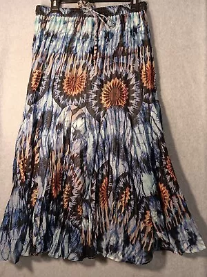 Truly 4 You Skirt Women’s  Sz M Maxi Flowy Blue Multicolor Sunflower Boho • $26