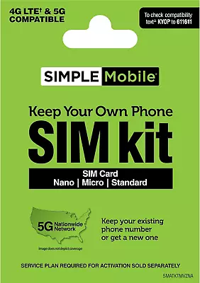 SIMPLE MOBILE On VERIZON Sim | $25 $30$40 $50 $60 PLAN | 1 MONTH INCLUDED • $34.90