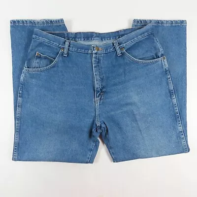 Wrangler Means Jeans Size 38x29 Regular Fit Mid Rise Medium Wash Blue Denim A1 • $21.24