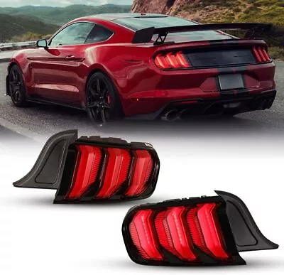 Pair Tail Ligtht 2015-2023 For Ford Mustang Red Turn Signal Rear Sequential Lamp • $266.99