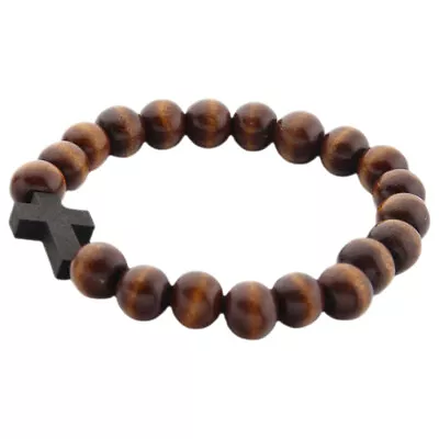  Men Cross Bracelet Vacation Faith Prayer Mens Miss Man Wooden Beads Fashion • $8.79