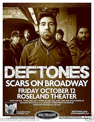 $14.31 • Buy DEFTONES & SCARS ON BROADWAY 2012 PORTLAND CONCERT TOUR POSTER - Alt Rock Music