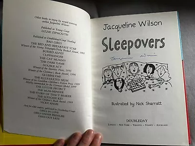 Sleep-overs Jacqueline Wilson Hardback First Edition SIGNED Autographed Book • £10.99