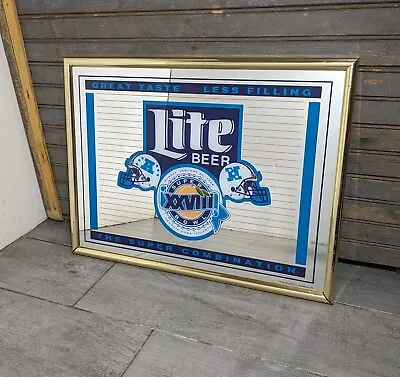 Miller Lite Beer Super Bowl XXVIII 28 Bar Man Cave Mirror Sign Cowboys V Bills • $63