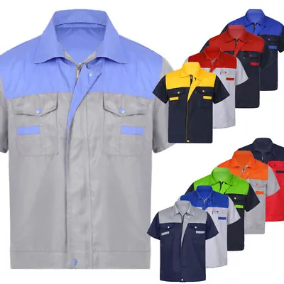 US Mens Zipper Mechanic Uniform Work Shirt Specialty Auto Technician Jacket Tops • $8.17