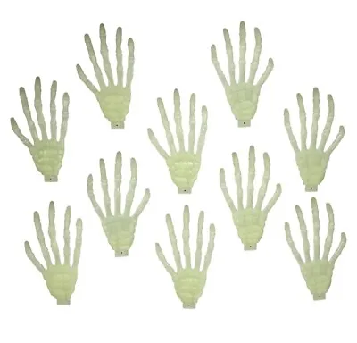 Halloween Mini Skeleton Hands 10p Glow In Dark DIY Skeleton Crafts Bones 10pk • $4.50