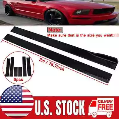 6PCS 78.7'' Side Skirt Extension Splitter Spoiler Gloss Black For Mustang GT USA • $46.99