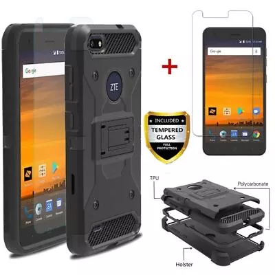 For ZTE Blade X Z965 Blade Force Warp 8 Shockproof Stand Clip Case Cover Holster • $8.40