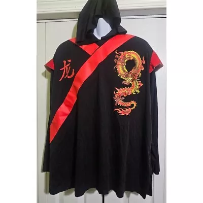 Rubie's Men's Ninja Costume Top Hooded Hoodie Black Red Halloween Cosplay READ • $19.99