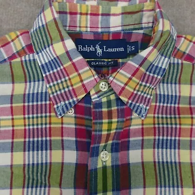 Polo Ralph Lauren Shirt Mens Medium Plaid Button Down Long Sleeve Indian Madras • $23.94