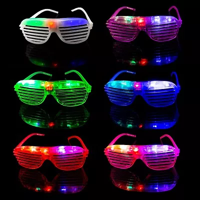 New Flashing LED Shutter Glasses Light Up Rave Slotted Party Glow Shades Fun UK • £6.79