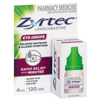 Zyrtec Antihistamine Hayfever & Allergy Eye Drops 4mL • $20