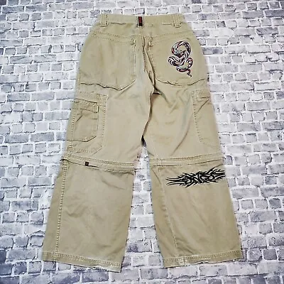 Vtg JNCO Army Cargo Convertible Shorts Pants Youth 14 26x26 Snake Khaki Y2K • $210.76