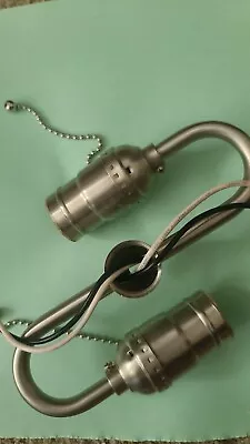 $25 • Buy New!!!!!!!!!!!!!!! SATIN SILVER  Lamp Socket CLUSTER Pull Chain  Double  S Shape