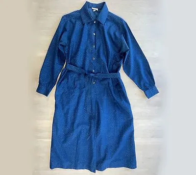 MARIMEKKO Vintage Shirt Dress Blue Vintage Sheath Dress Size L • $156.01