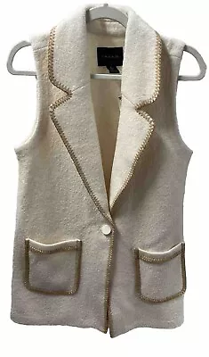 Tahari Wool Blend Long Vest Cream Size Large New With Tags • £45.03