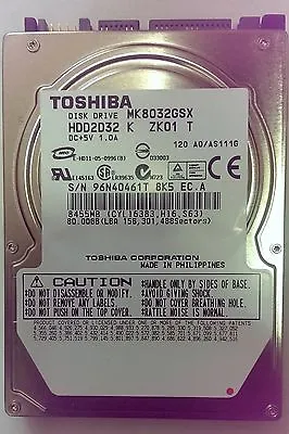 $13.99 • Buy Toshiba Laptop Internal Hard Disk Drive 80gb SATA MK8032GSX 5400 Rpm 2.5  Hdd