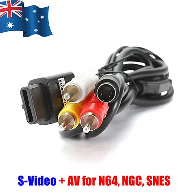 1.8M AV S-Video Composite Cable Cord For Super Nintendo SNES GameCube NGC N64 • $7.95
