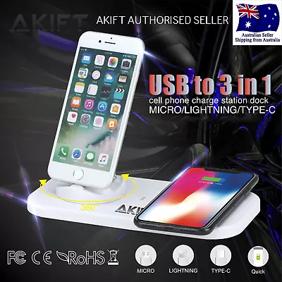 3 In 1 Charger Dock Station Wireless Charging Holder Stand For IPhone Samsung • $21.59
