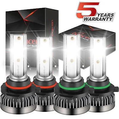 $17.09 • Buy 9005 9006 LED Headlights Kit Combo Bulbs 6500K High Low Beam Super White Bright