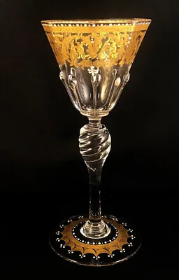 Salviati Murano Gold Octagonal Claret Wine Glass Venetian Renaissance Revival • $95