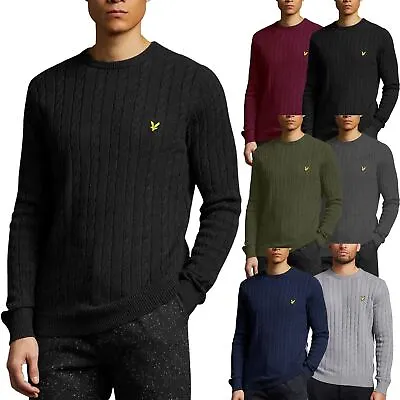 £16.99 • Buy Lyle & Scott Mens Cable Knit Jumper Crew Neck Weave Knitted Pullover Sweater