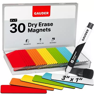 Magnetic Dry Erase Labels | 30x Magnetic Labels (3 Inches X 1 Inch) | Dry Era... • $29.22