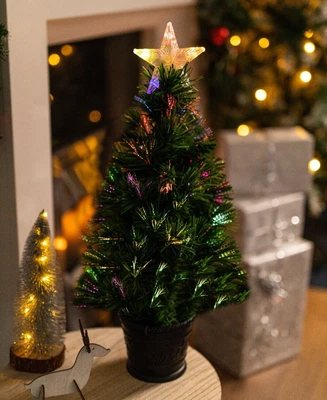 £22.99 • Buy Christmas 60cm Fibre Optic Tree Green Decoration Xmas Multicoloured Lights Mains